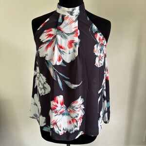 Gray Halter Top with Big Floral Design